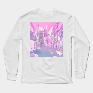 Japanese Pink Moonlight Long Sleeve T-Shirt